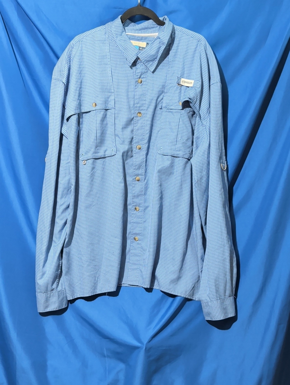 Magellan Outdoors Light Blue Check Long-Sleeve Shirt